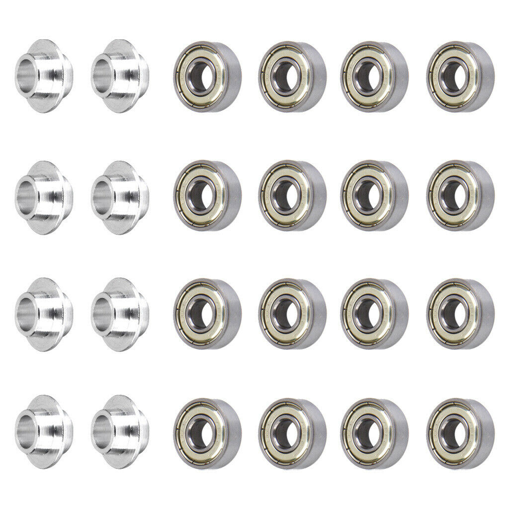8pcs 8mm Roller Skate Spacers + 16pcs Roller Inline Skate Steel Bearings