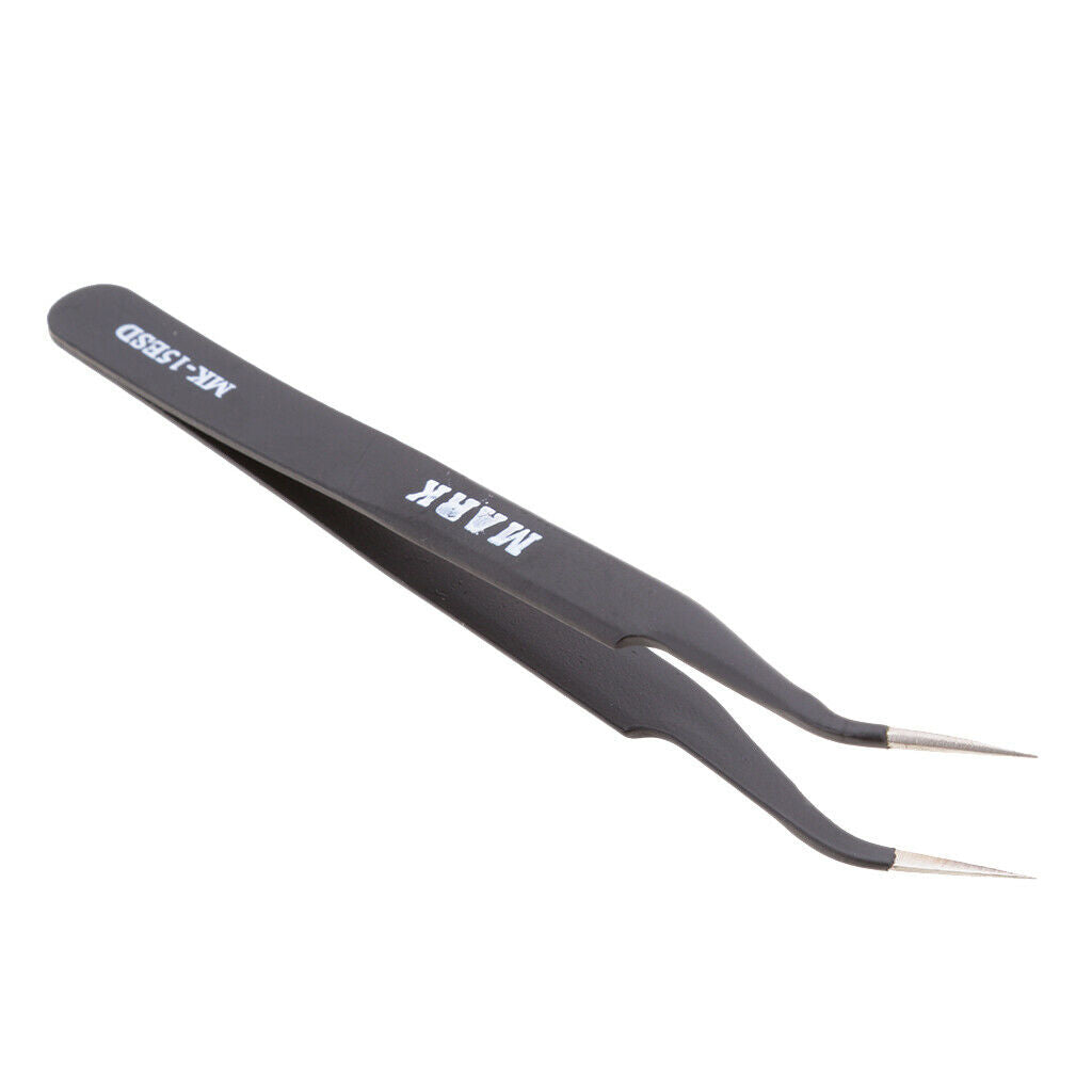 2 Pieces  X Type Pointed Straight Curved Tweezers for Cell Phone Repair