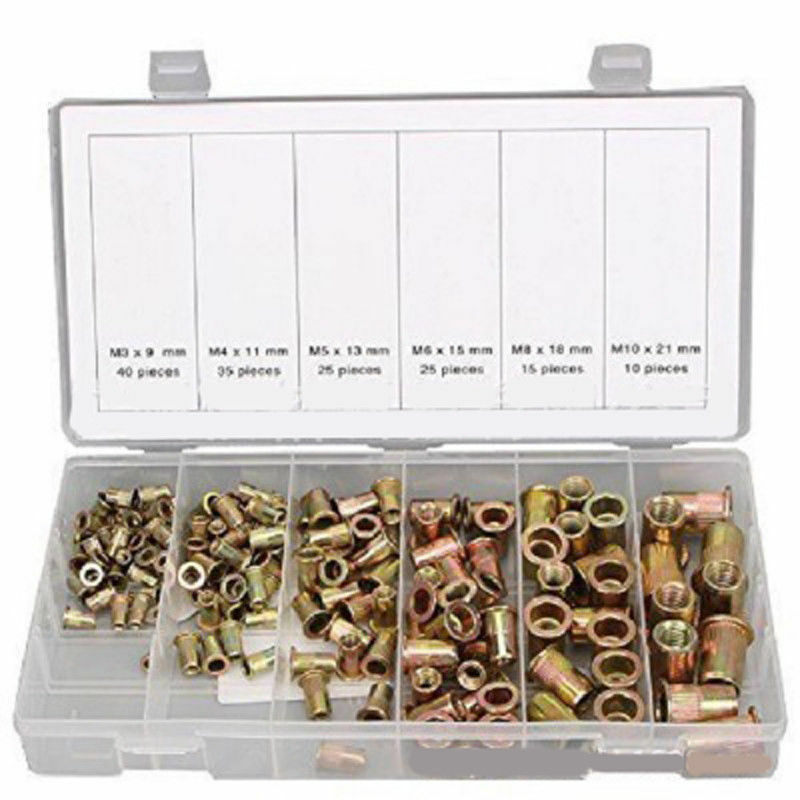 150pcs(M3, M4, M5, M6, M8, M10) Set Rivet Nuts Kit Threaded Anti-
