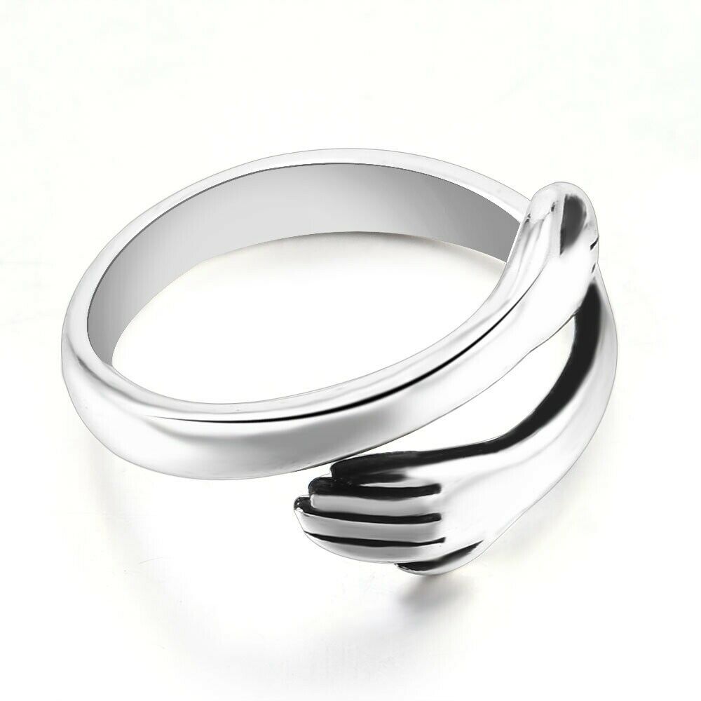 Hug Shape Engagement Ring Jewelry Xmas Gift Adjustable For Lover Couple Friends