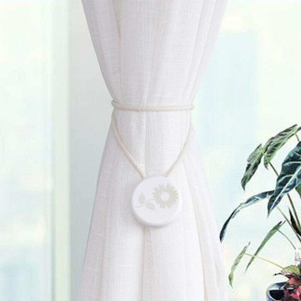 1 Piece Magnetic Disc Curtain Tiebacks Buckle Clip Holdback Sunflower