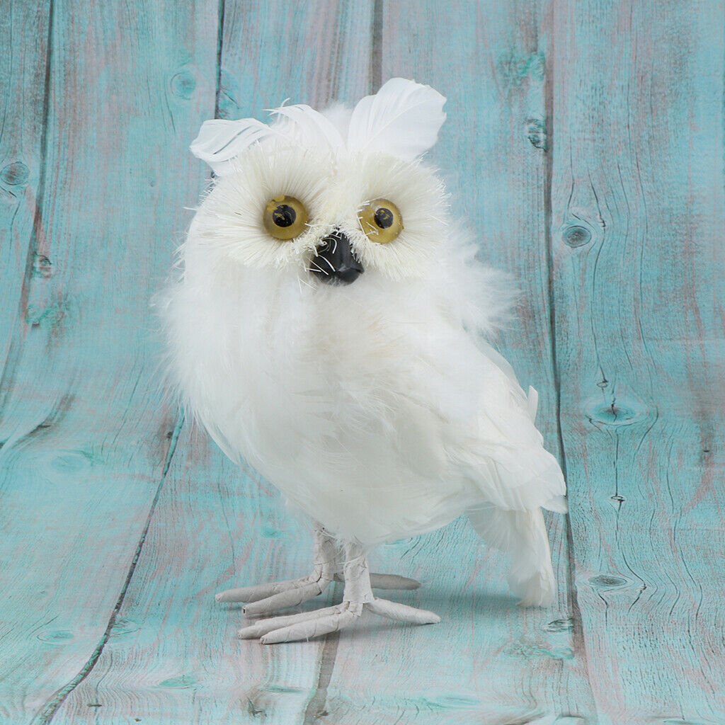 Blesiya Realistic Plush Owl Decor, Kids Educational Nature Toys, 7'', White