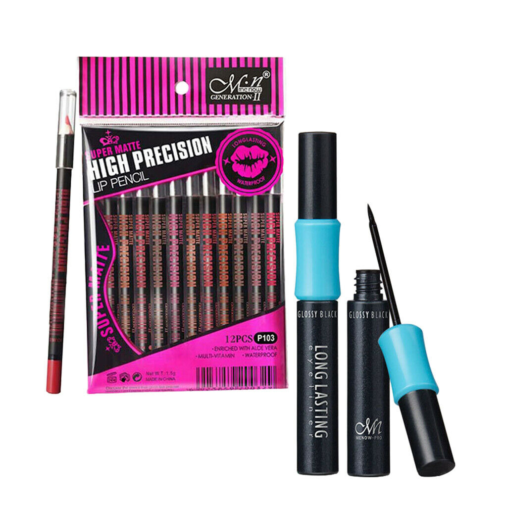 12 PCS /Lot Colors Matt Makeup Lipliner Waterproof Lasting+Eyeliner Pencil