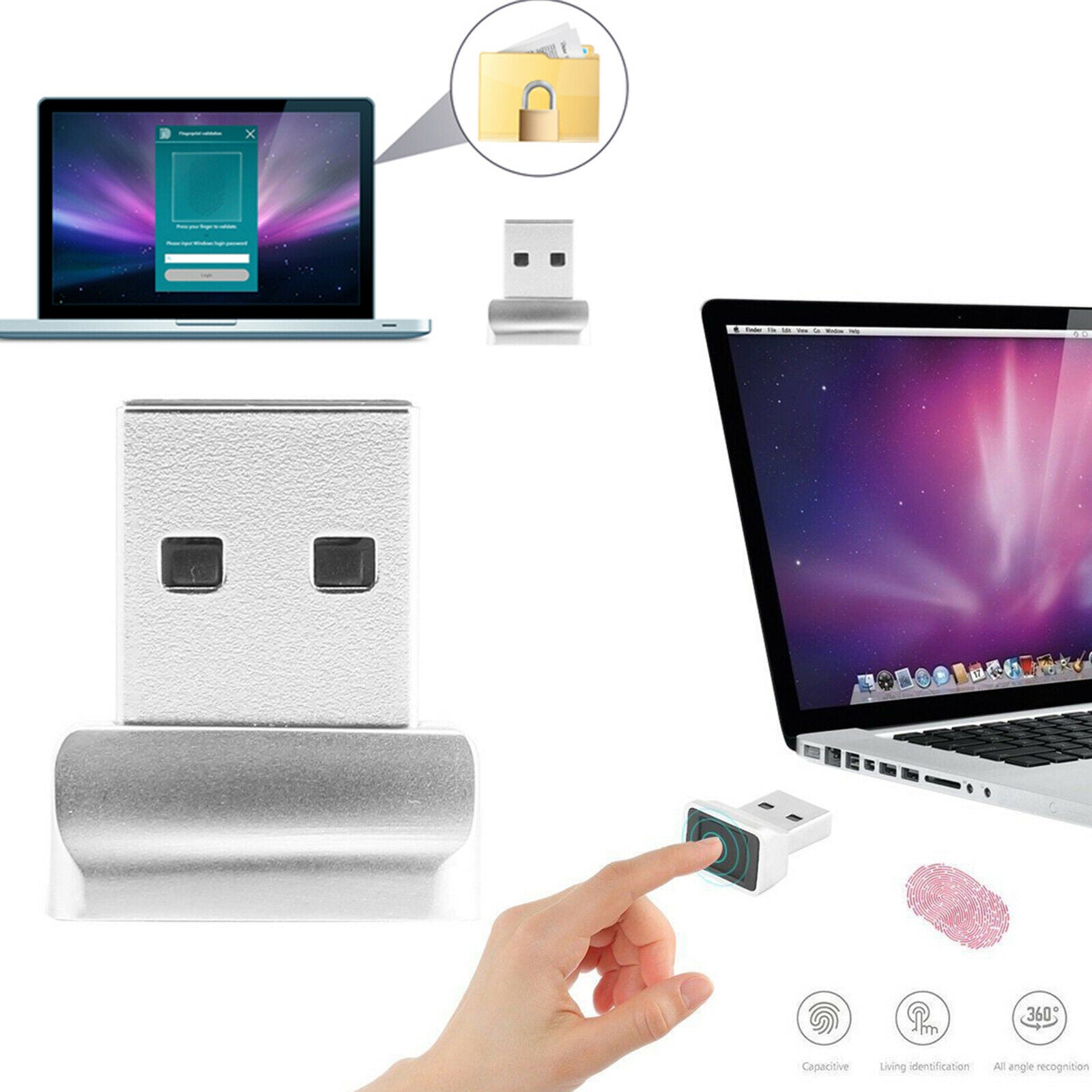 Portable USB Fingerprint Reader Identification Sign-in Lock Password-Free