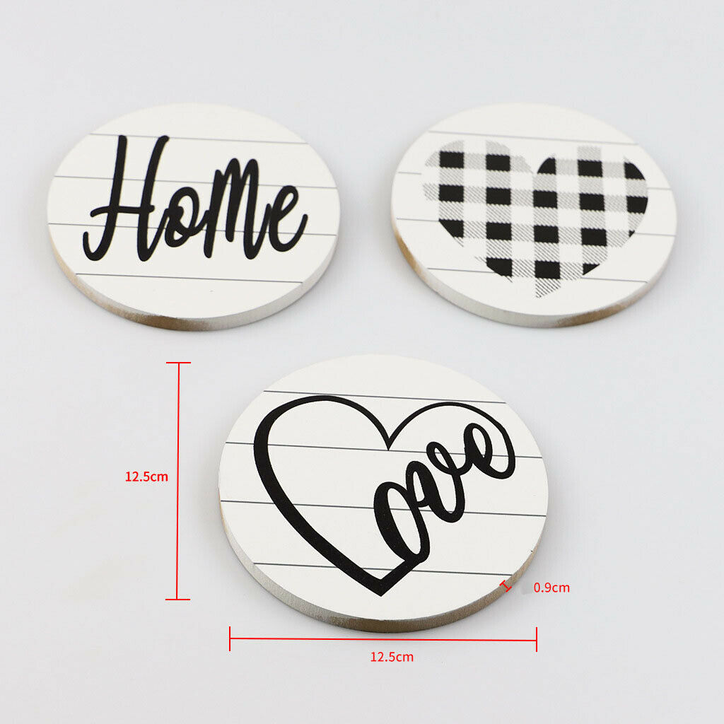 3Pcs 5'' Wooden Wall Sign Bedroom Rustic Hanging Decoration Bar Wall Arts