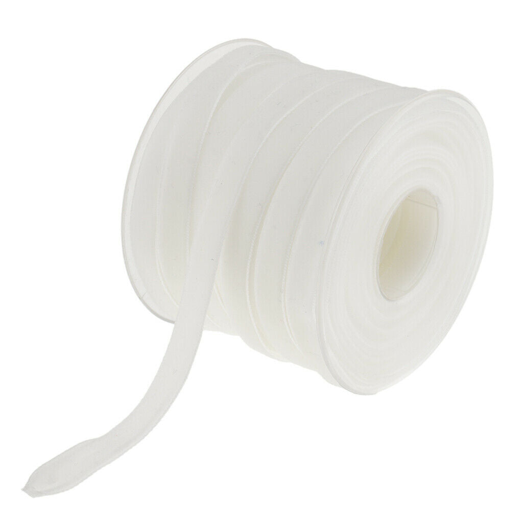 20 Yard 10mm Wide Velvet Ribbon Roll Sewing DIY Decor for Craft White