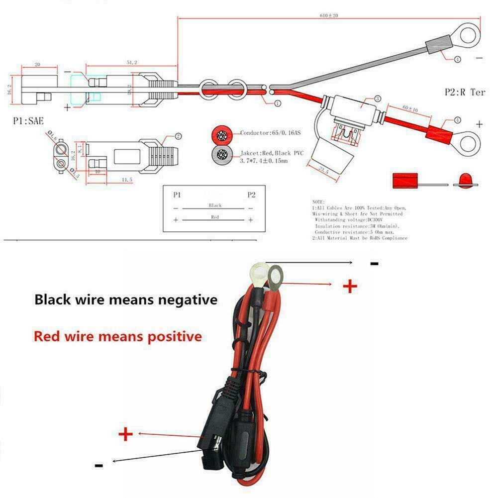16AWG SAE to O Ring Cord SAE Connection Cables Adapter Sale Hot Charging S8E5