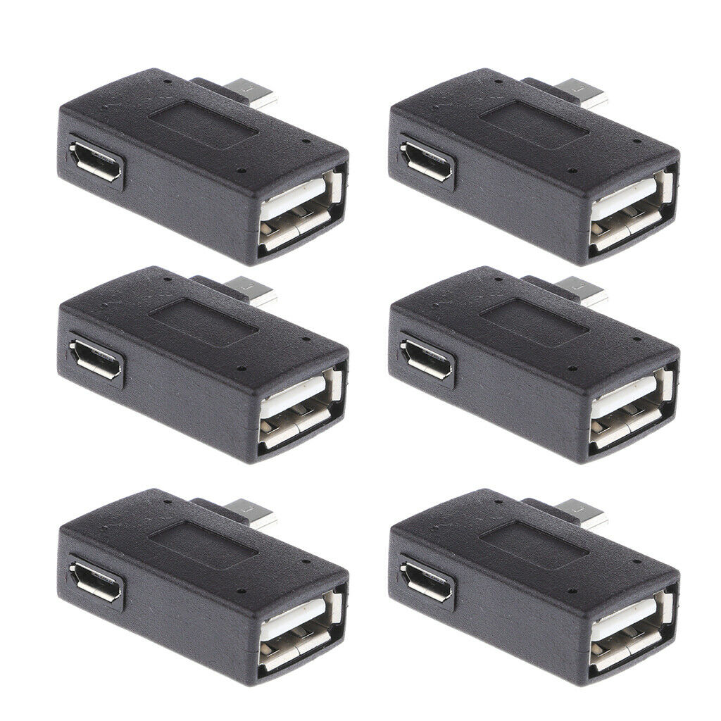 6x Micro USB 2.0 OTG Converter Connector Adapter Left Angled for Cellphone