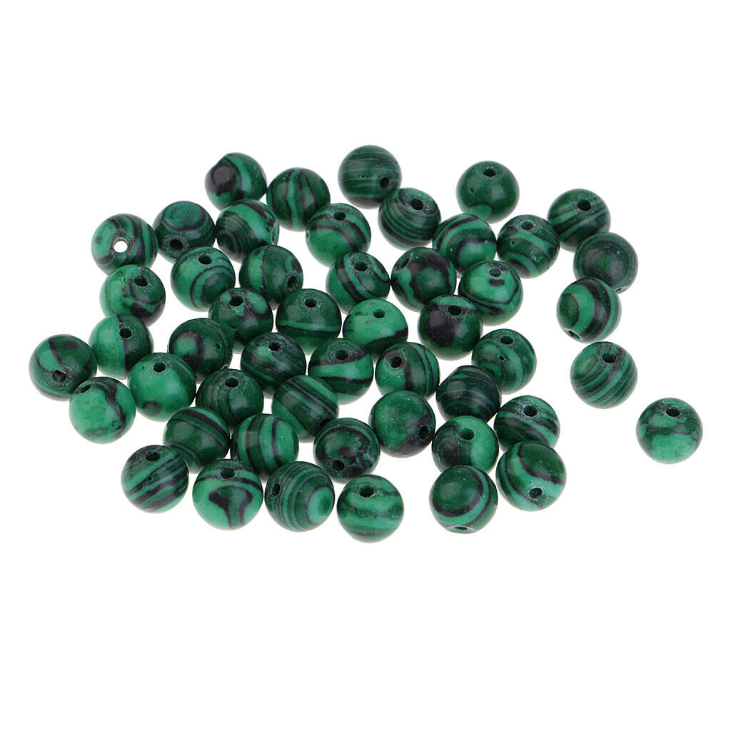 50 Pcs 8mm Green Natural Malachite Beads Gemstones For Jewelry Making