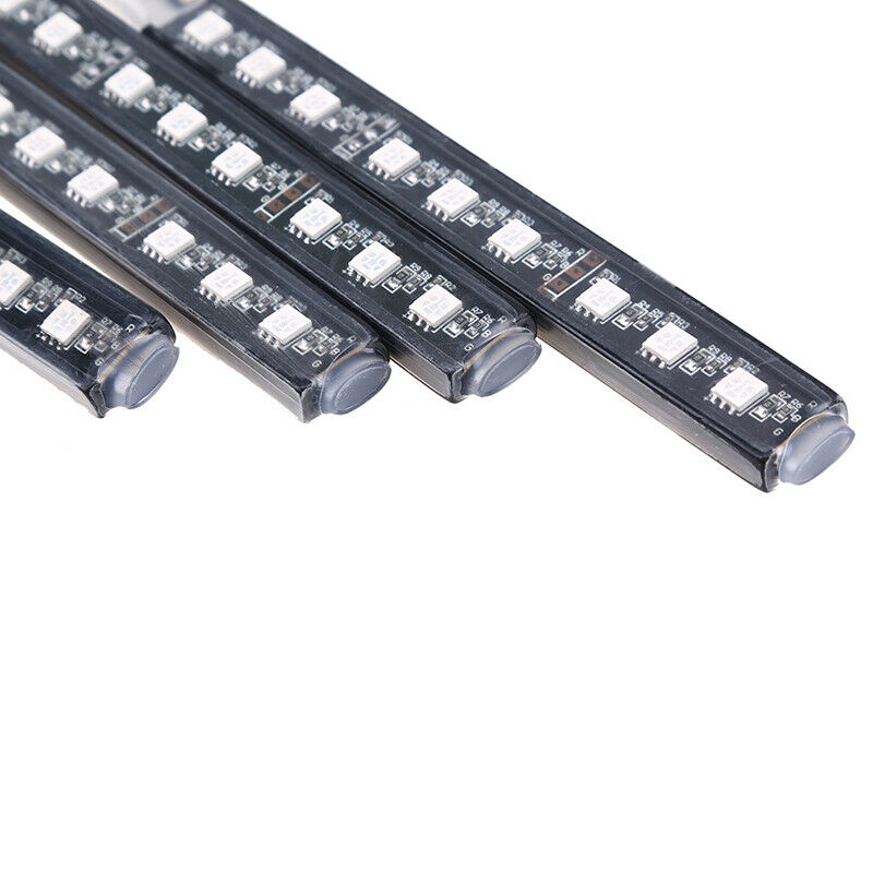 4Pcs 9 LED LED Strip Colorful Light Waterproof Remote Control For Car Truck