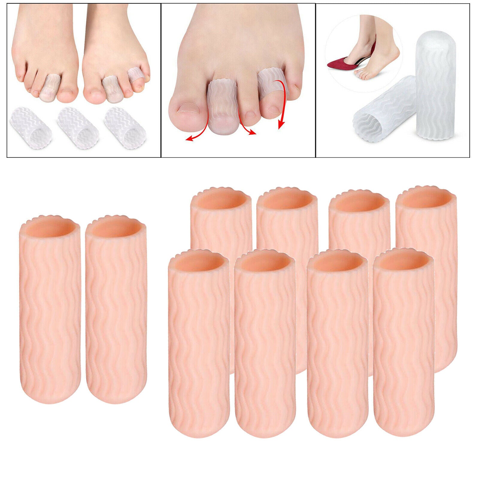 10Pair Soft Toe Pads Thread Toe Caps for Unisex Protect Sore Toes Hammer Toe