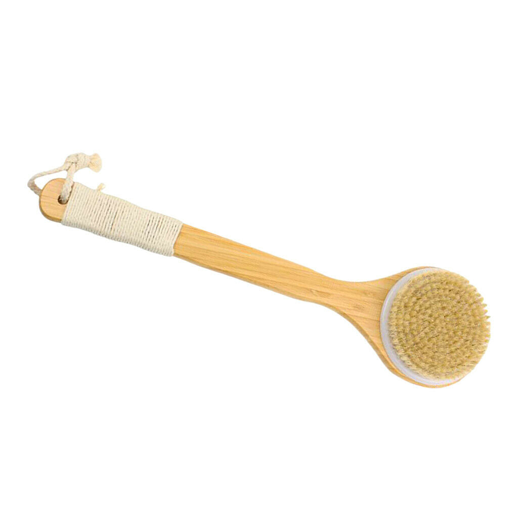 15.8inch Bamboo Long Handle Bath Exfoliating Brush Body Brush for Shower