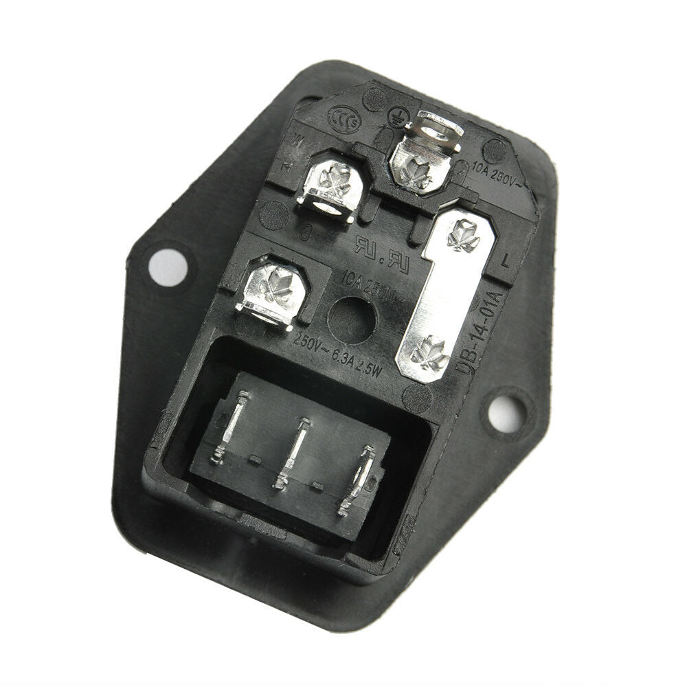 Electrical 10A 250V 3 Pin IEC320 C14 AC Inlet Male Plug Power Socket Fuse Switch