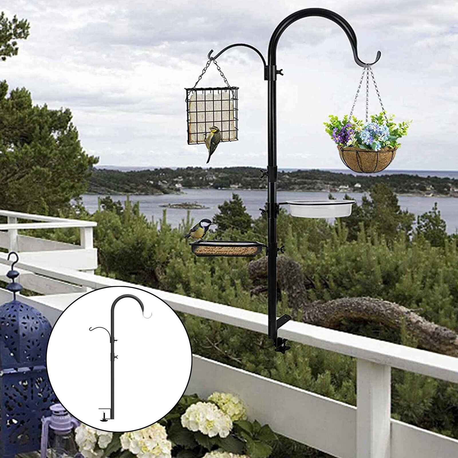 Metal Deck Hook Bird Feeder Hanging Kit Porch Feeding Station Hanger 37in