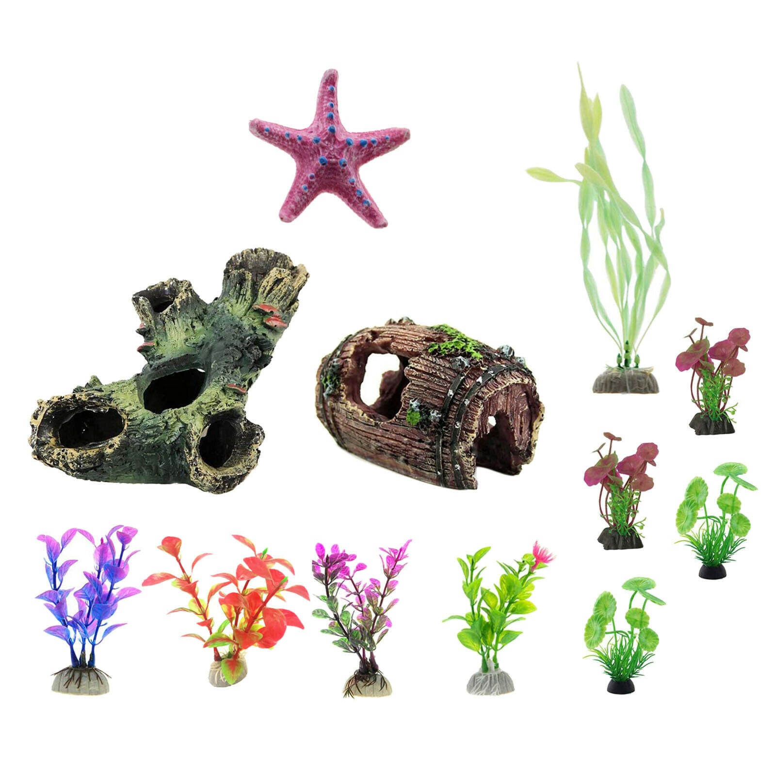 12Pieces Aquarium Ornament Artificial Plant Fish Tank Shelter Waterscape