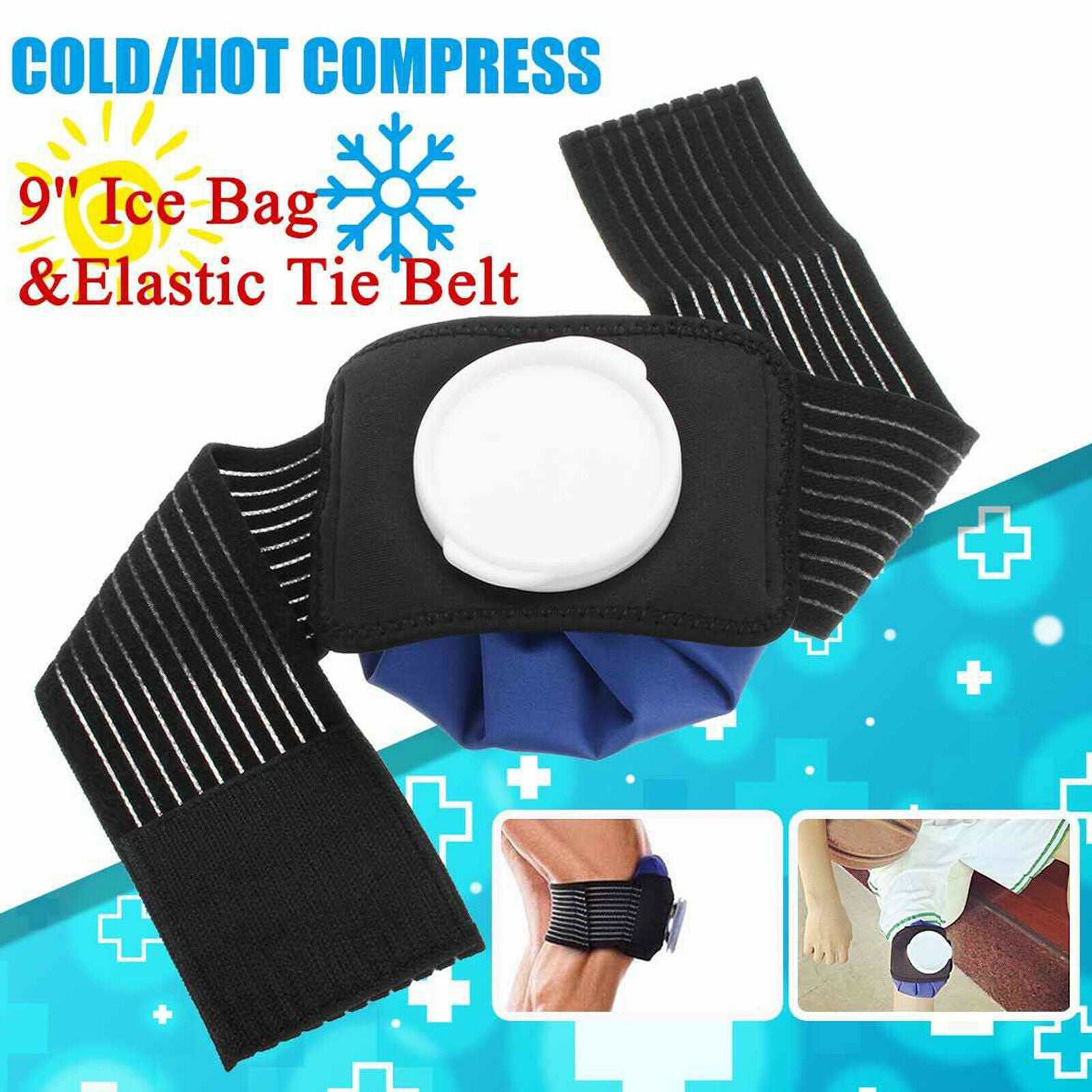 9'' Reusable Sport Injury Pain Therapy Belt Heat Hot Cold Cooler Ice Pack Bag