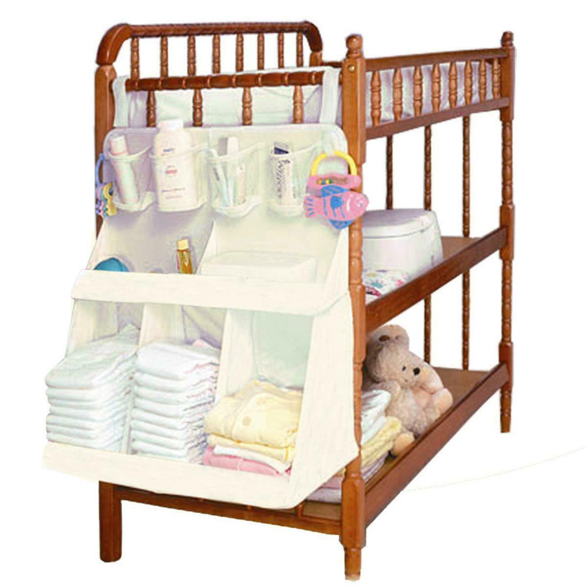Waterproof Diapers Organizer Baby Bed Hanging Bag Portable Storage Bag @