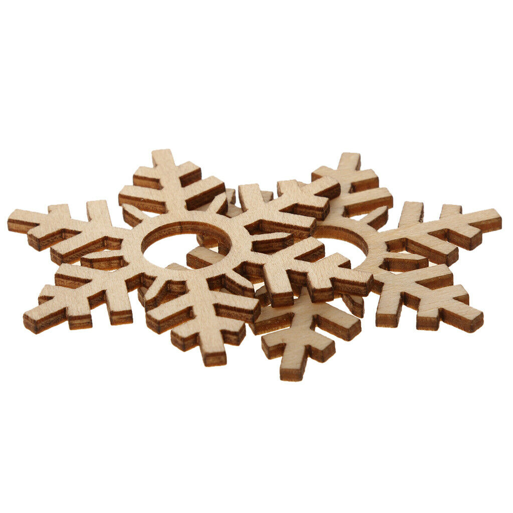 50 Wooden Snowflakes Ornament DIY Christmas Decoration Accessory