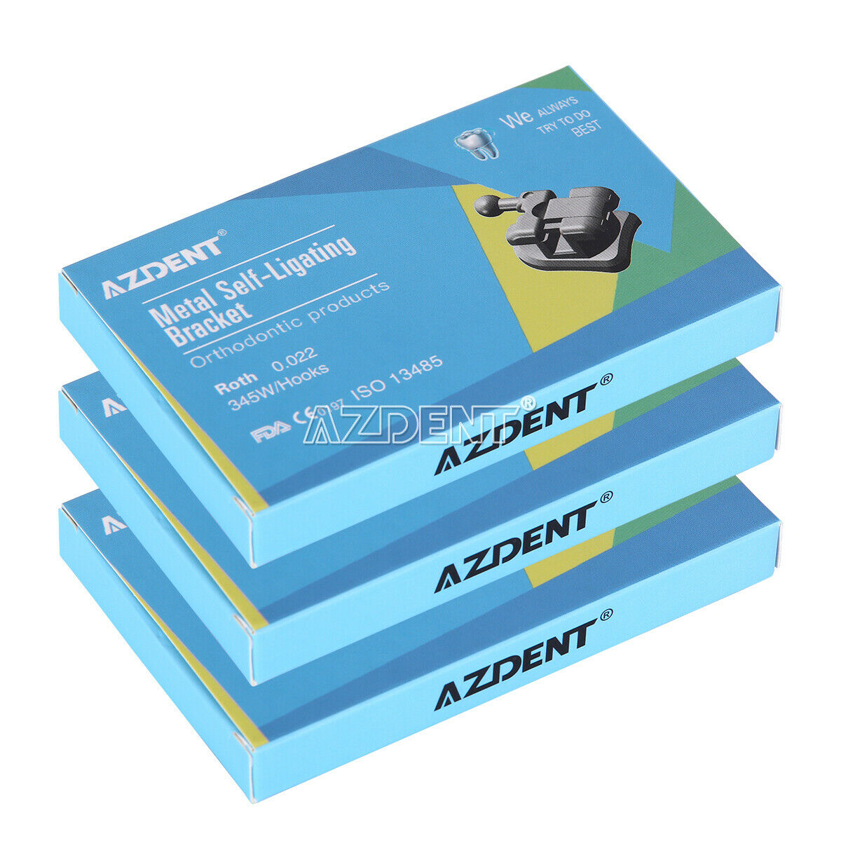 3X Dental Orthodontic Brackets passive Self Ligating Roth.022 Hook 3 4 5 AZDENT
