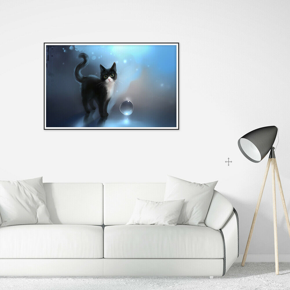 5D DIY Full Drill Diamond Painting Black Cat Cross Stitch Mosaic Craft Kits @