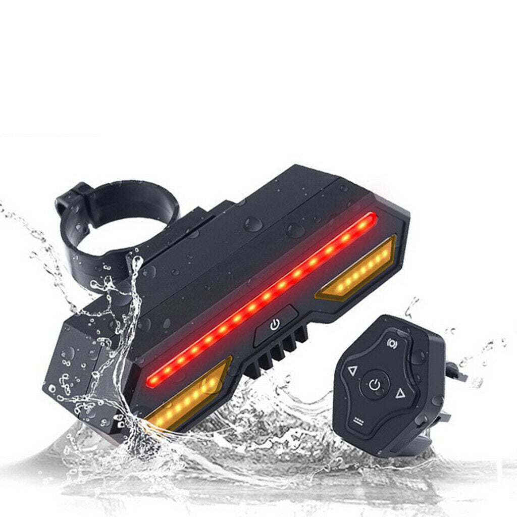 Bike Bicycle Tail Light with Smart Wireless Remote Control Turn Signal 5 Modes