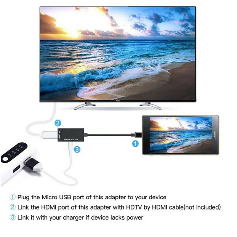 Micro USB to HDMI Adapter Converter Cable for Phone Smartphone HD .l8