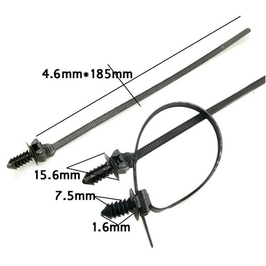 100PCS Tie Clip Releasable Nylon Tie Wrap Cable Fastening Clips Self-locking