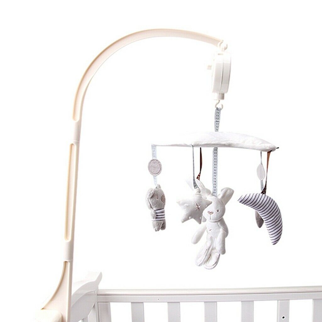 Baby Crib Music Mobile Hanging Rotating Playing Teether White