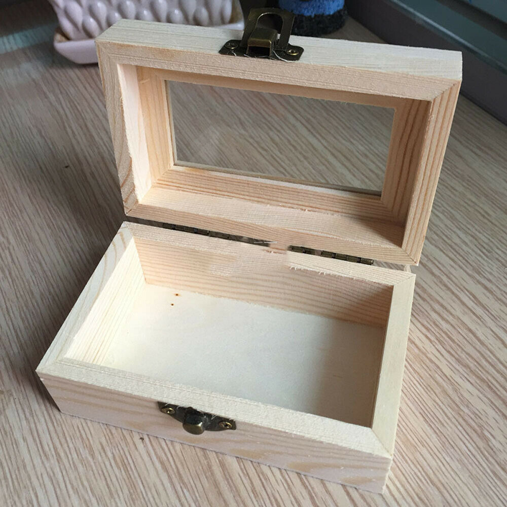 Unpainted Plain Hexagonal Rectangular Wooden Jewelry Gift Box Trinket Chest
