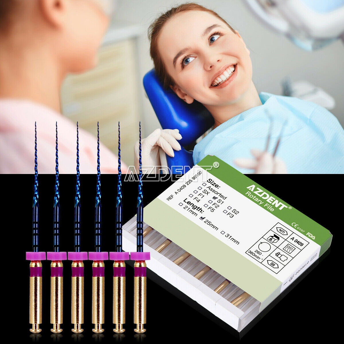 10X Dental Rotary Heat Activated Canal Root Endodontic Files Engine Use 25mm,S1