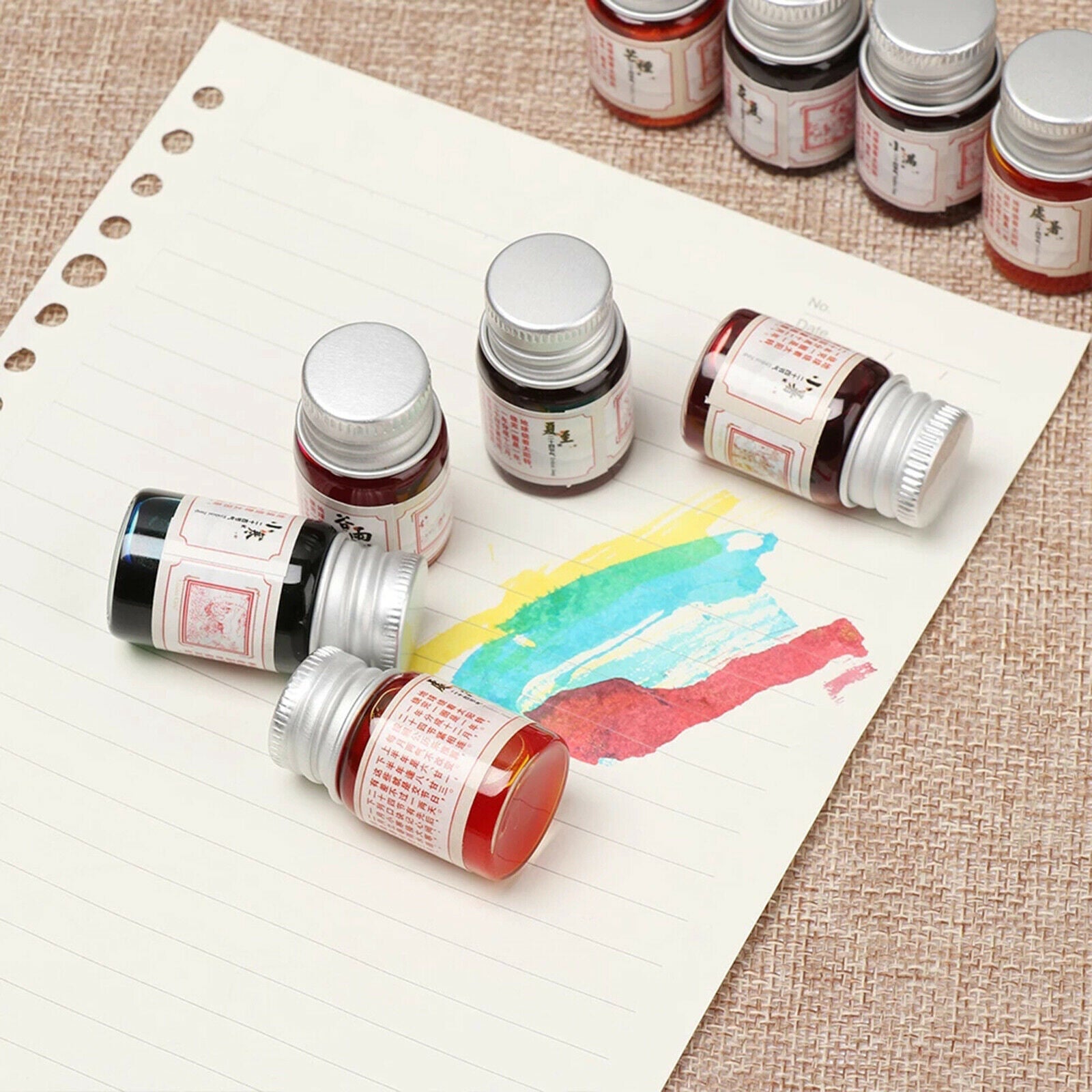 24Pcs Calligraphy Pen Ink Set Glitter Powder Graffiti Art Glass Dip Pen Inks