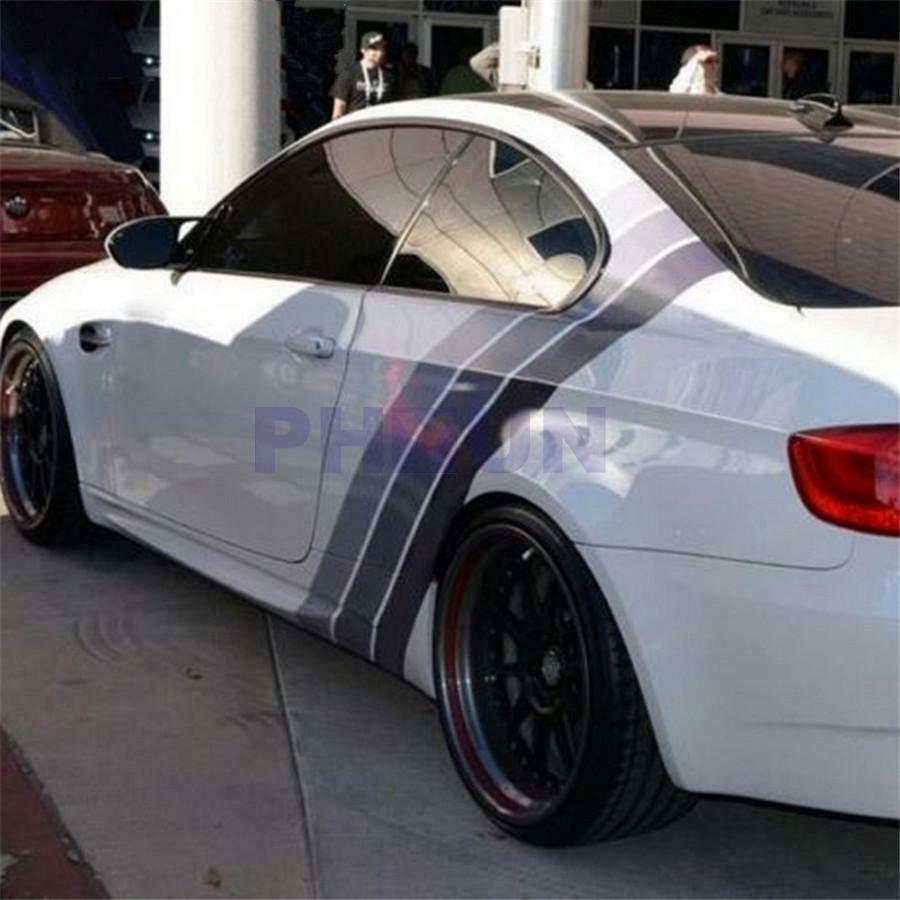 Pair Car Side Tricolor Stripes Style Srickers Vinyl Graphics Decals Waterproof