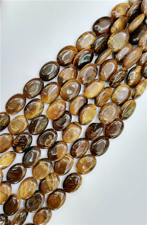 1 Strand 18x13x6mm Natural Brown Tiger Eye Gem Oval Spacer Beads 15.5inch HH8760