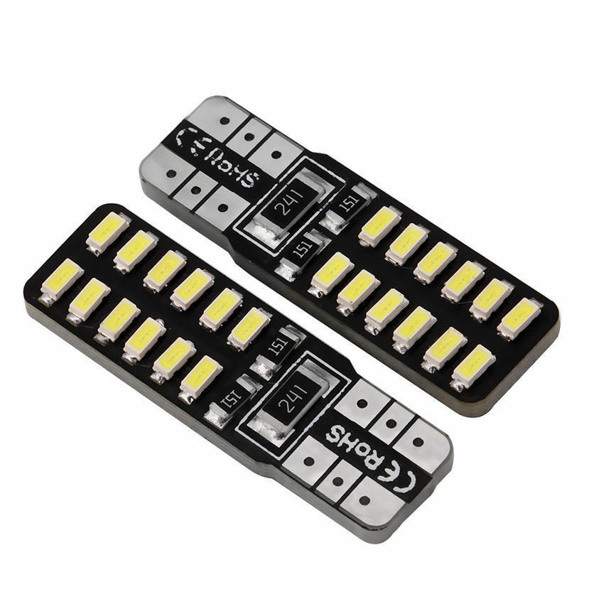 2x 194 W5W White LED Canbus Error Free License Plate Light T10 3014 24SMD Blubs/