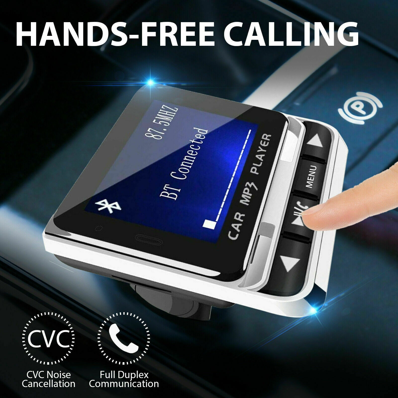 Car Wireless Bluetooth FM Transmitter Aux USB Charger Hands-Free Call 1.4 inch