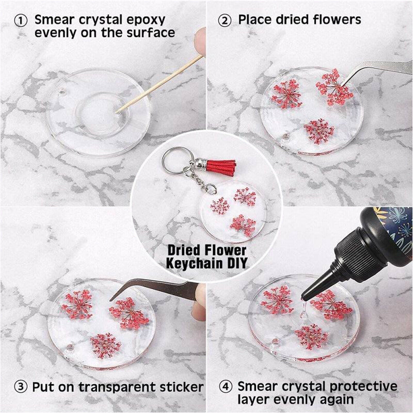 74Pc Acrylic Transparent Circle Blanks Keychain Tassels Set Including Acrylic