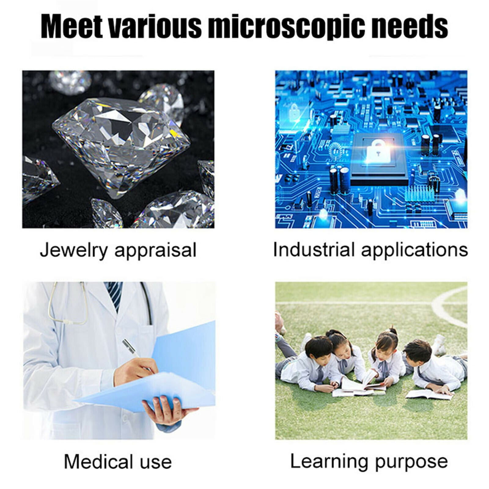 USB Magnification Microscope Digital with 8 LED 3 in 1 Adjustable Magnifier