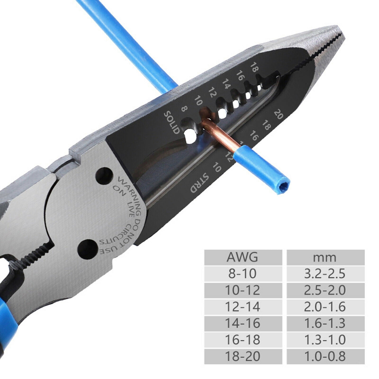 Multi-Tool Wire Stripper Needle Nose Plier Electricians Cutting Crimping