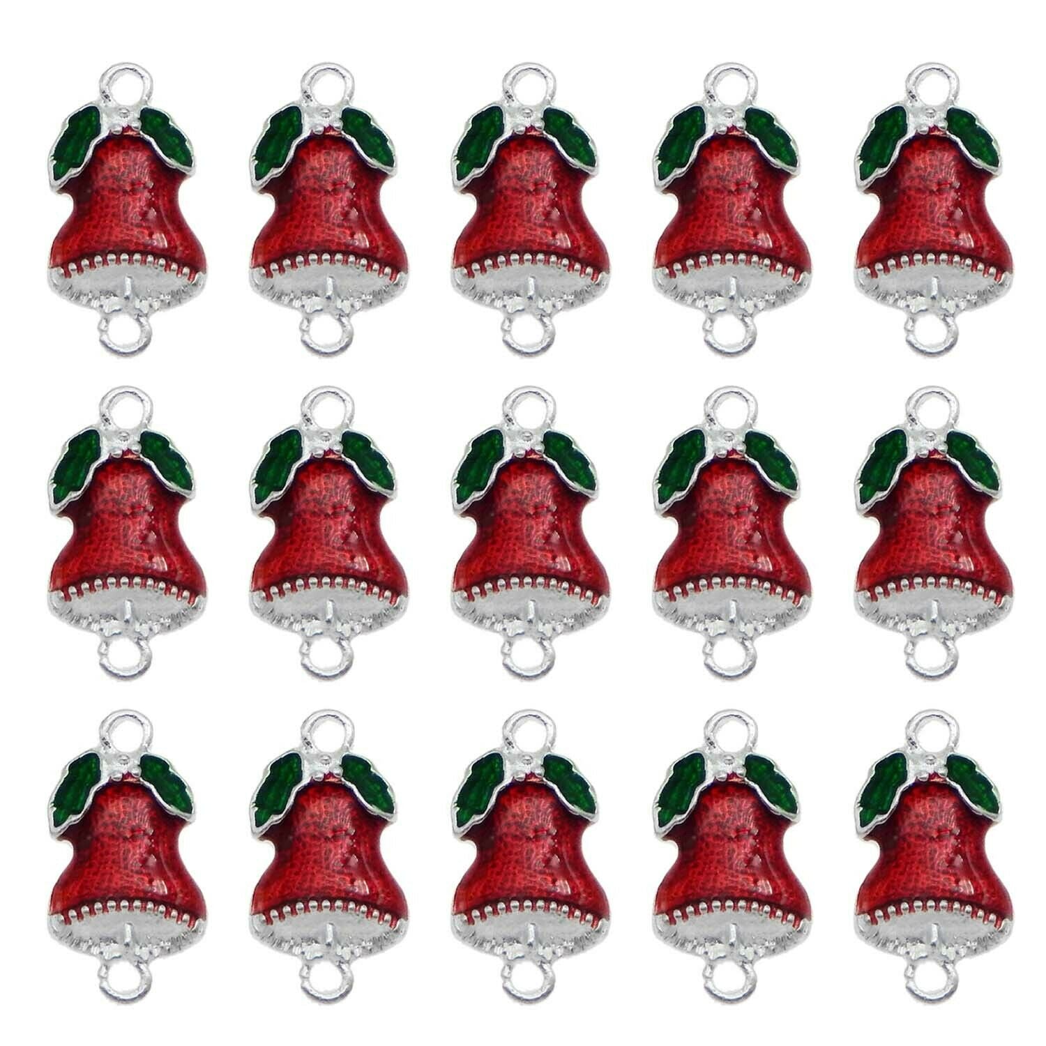 Lot 18pcs Enamel Alloy Lovely Xmas Bells Look Charms Necklace Pendant 19*11 mm