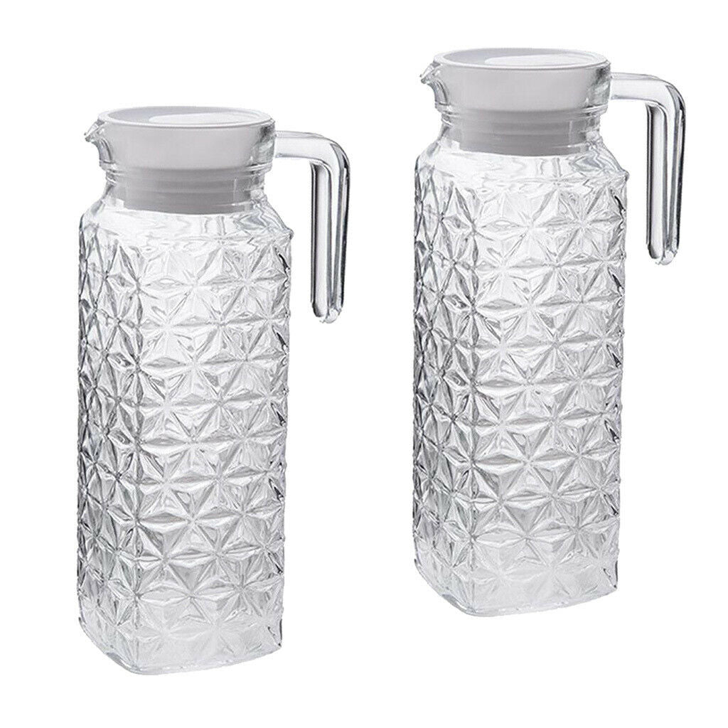 2 Pcs Clear Water Pitcher 1.1Litre Juice Beverage Serving Jar Jugs for Bar