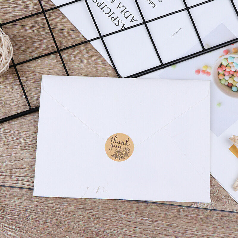 500pcs/roll Natural Kraft Rose Thank You Stickers seal labels Baking stickerDD
