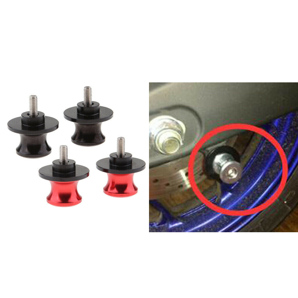 4 Pieces 6mm Motorcycle CNC Swing Arm Slider Spools for Yamaha Black+Red