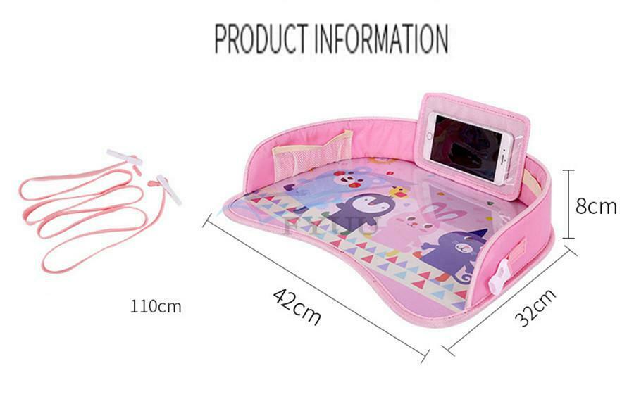 1PCS 42 x 32 x 8CM Portable Pink Cartoon Child Car Seat Table Tray Phone Holder