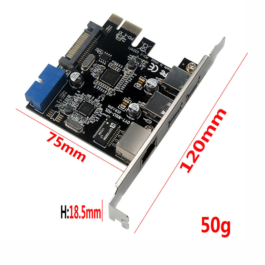USB3.0 Ethernet Adapter 3 HUB port PCI-E to RJ45 of Gigabit LAN 10/100/1000 Mbps
