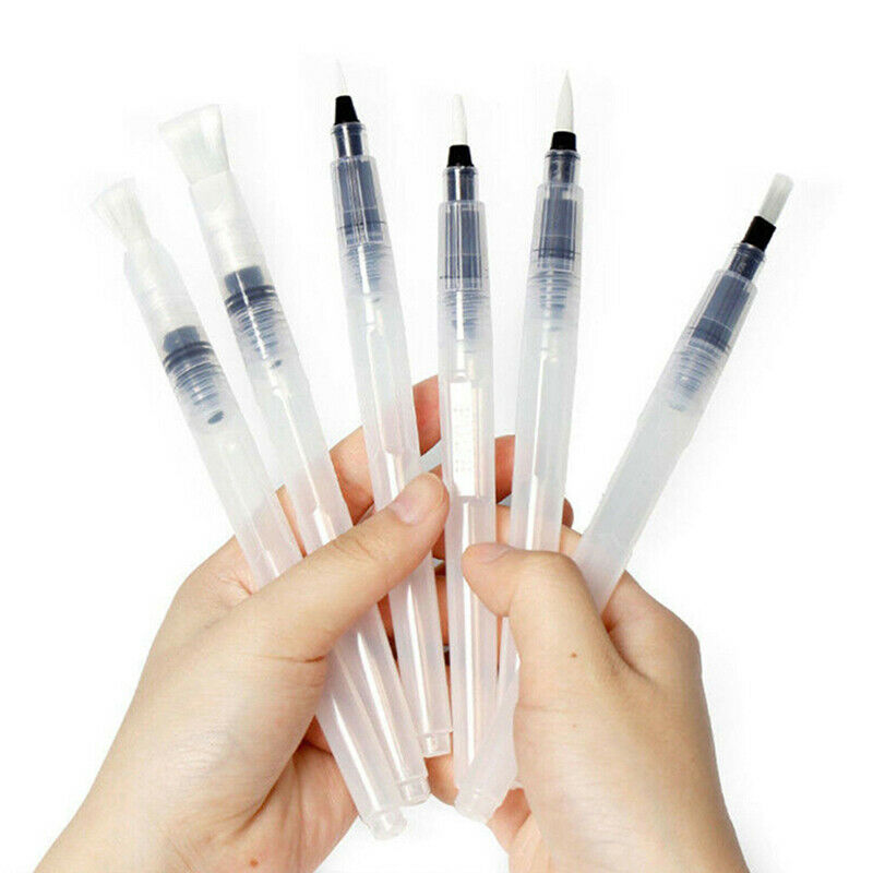 6Pcs/Set Water Color Brush Refillable Pen Watercolor Color Drawing Art AcDEAU