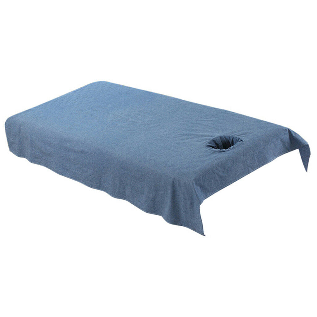 Washable Cotton Acupuncture Massage Table Bed Fitted Pad Cover Sheet Dark Blue