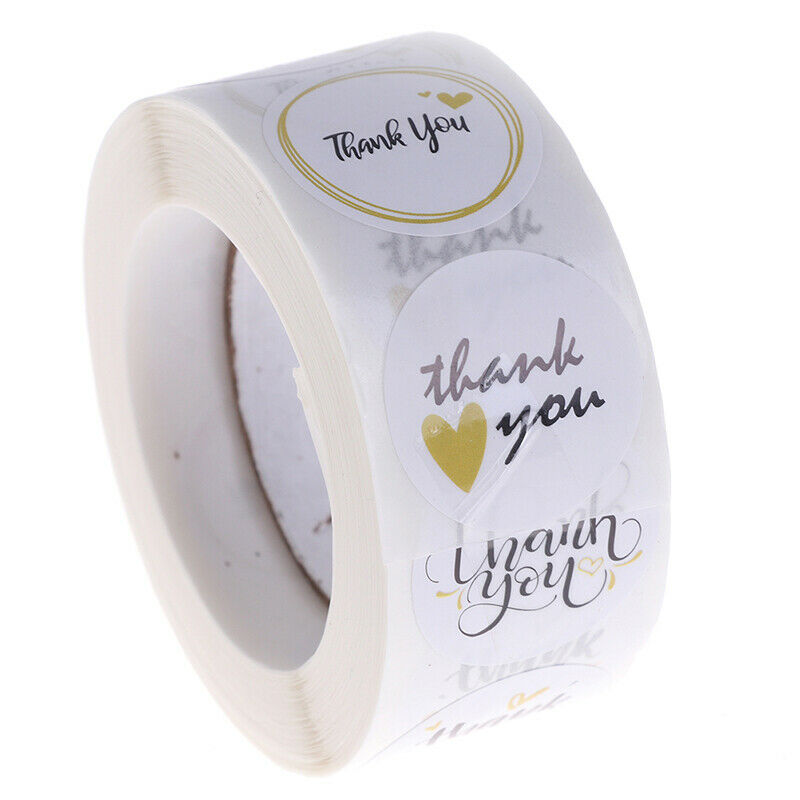 500* Thank You Stickers Hand Made With Love Labels Round-Heart Business S.l8