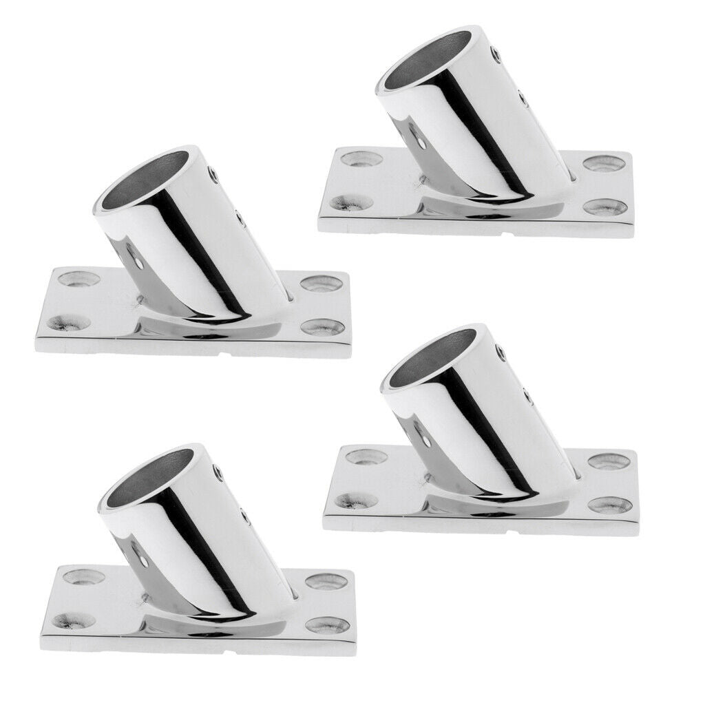 4 PCS Marine Stainless Steel Boat Deck Handrail Square Base 60 Degree - 7/8