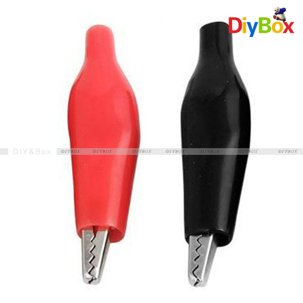 20pcs Black Red Soft Plastic Coated Testing Probe Aligator Clips Crocodile P2001