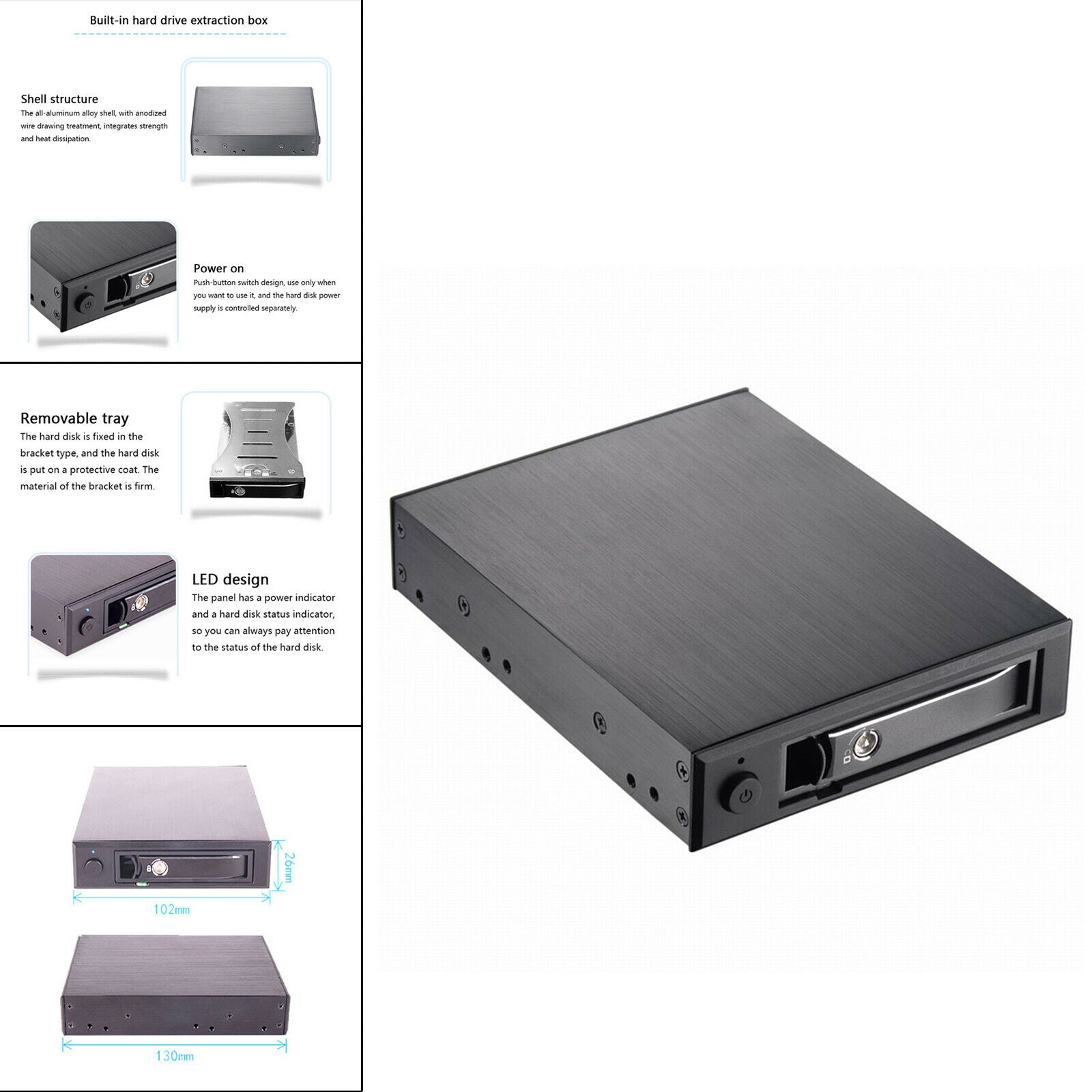 2.5 Aluminum Internal SATA Backplane Enclosure 2.5" SATA HDD/SSD Enclosure
